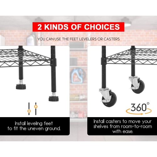 FDW 48 inch L 18 inch W 76 inch H Wire Shelving Unit Metal Shelf with 6 Tier Casters Adjustable Layer Rack Strong Steel for Restaurant Garage Pantry