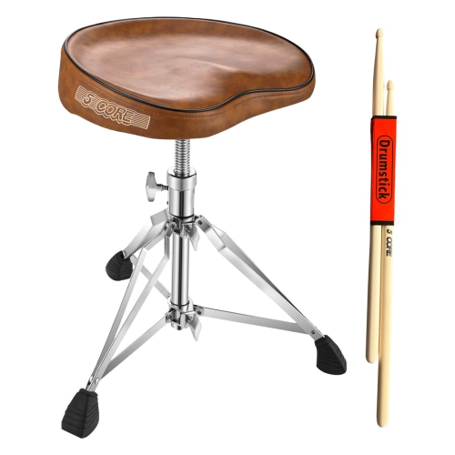 5 Core Drum Throne Thick Padded Comfortable Guitar Stool with Memory Foam  Heavy Duty Adjustable Padded Keyboard Chair Metal Piano Stool Premium  Musician Chair Brown