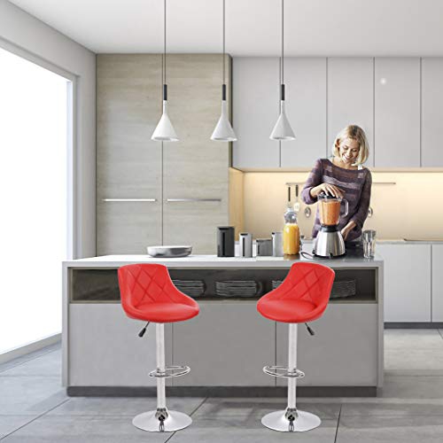 BestOffice Counter Height Bar Stools Set of 2 Barstools Swivel Stool Height Adjustable Bar Chairs with Back PU Leather Swivel Bar Stool Kitchen