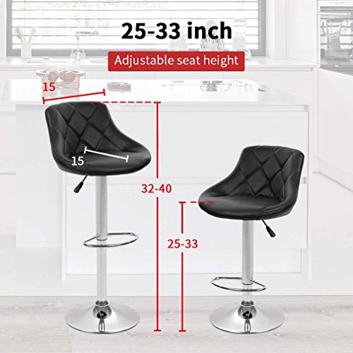 BestOffice Counter Height Bar Stools Set of 2 Barstools Swivel Stool Height Adjustable Bar Chairs with Back PU Leather Swivel Bar Stool Kitchen