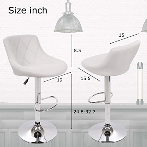 BestOffice Counter Height Bar Stools Set of 2 Barstools Swivel Stool Height Adjustable Bar Chairs with Back PU Leather Swivel Bar Stool Kitchen