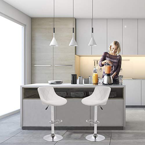 BestOffice Counter Height Bar Stools Set of 2 Barstools Swivel Stool Height Adjustable Bar Chairs with Back PU Leather Swivel Bar Stool Kitchen