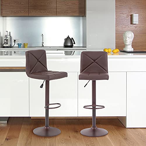 BestOffice Bar Stools Barstools Bar Chairs Heigh Adjustable Swivel Stool with Back Set of 2 PU Leather Kitchen Counter Stools Dining Chairs