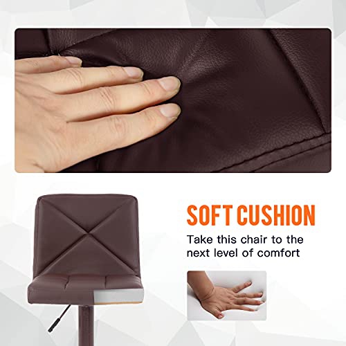 BestOffice Bar Stools Barstools Bar Chairs Heigh Adjustable Swivel Stool with Back Set of 2 PU Leather Kitchen Counter Stools Dining Chairs