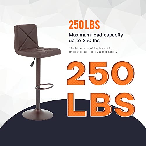 BestOffice Bar Stools Barstools Bar Chairs Heigh Adjustable Swivel Stool with Back Set of 2 PU Leather Kitchen Counter Stools Dining Chairs