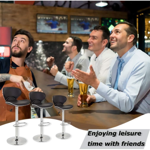 Bar Stools Set of 2 Counter Height Adjustable Swivel Barstool with Back PU Leather Kitchen Counter Stools Dining Chairs