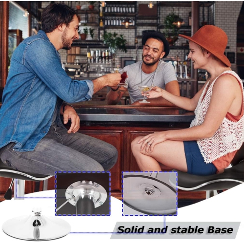 Bar Stools Set of 2 Counter Height Adjustable Swivel Barstool with Back PU Leather Kitchen Counter Stools Dining Chairs