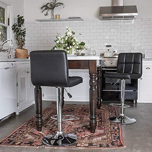 Counter Height Bar Stools Set of 2 PU Leather Swivel BarStools for Kitchen Stool Height Adjustable Counter Stool Barstools Dining Chair with Back