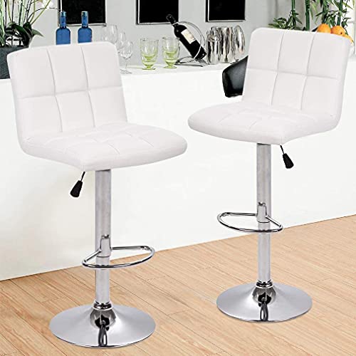 Counter Height Bar Stools Set of 2 PU Leather Swivel BarStools for Kitchen Stool Height Adjustable Counter Stool Barstools Dining Chair with Back