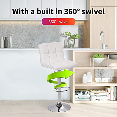 Counter Height Bar Stools Set of 2 PU Leather Swivel BarStools for Kitchen Stool Height Adjustable Counter Stool Barstools Dining Chair with Back