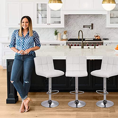 Counter Height Bar Stools Set of 2 PU Leather Swivel BarStools for Kitchen Stool Height Adjustable Counter Stool Barstools Dining Chair with Back