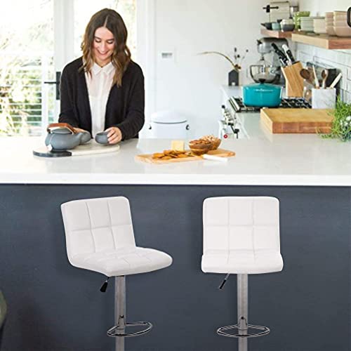 Counter Height Bar Stools Set of 2 PU Leather Swivel BarStools for Kitchen Stool Height Adjustable Counter Stool Barstools Dining Chair with Back