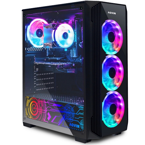 Gaming PC - RX 550 4GB, Intel Core i7, 16GB Memory, 512GB SSD, Win 11 Pro + 27" Curved Monitor by AQVIN - Refurbished condition - Image 2