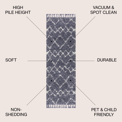 Mercer Shag Plush Tassel Moroccan Tribal Geometric Trellis Area Rug