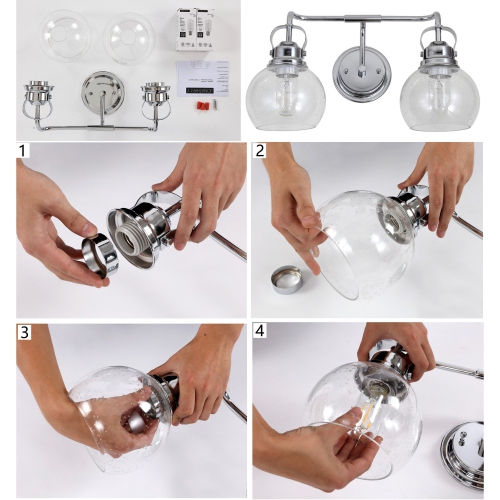 Shirley Metal Bubbled Glass Vanity Light