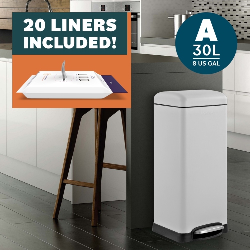 Betty Retro Step-Open Trash Can with Liners