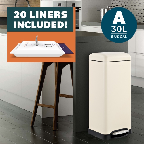 Betty Retro Step-Open Trash Can with Liners