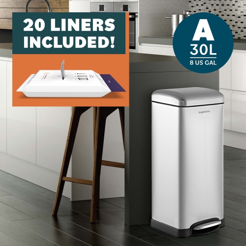 Betty Retro Step-Open Trash Can with Liners