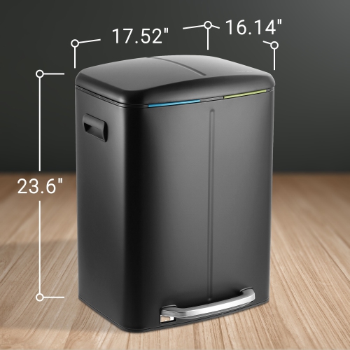 Marco Rectangular Double Bucket Trash Can with Soft-Close Lid