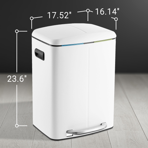 Marco Rectangular Double Bucket Trash Can with Soft-Close Lid