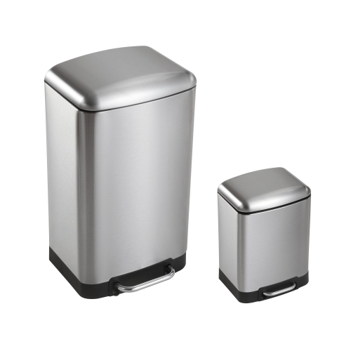 Ashley Rectangular Trash Can with Soft-Close Lid with Mini Trash Can