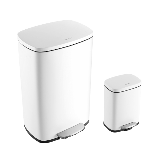 Connor Rectangular Trash Can with Soft-Close Lid and Mini Trash Can