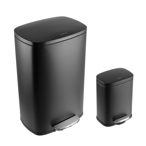 Connor Rectangular Trash Can with Soft-Close Lid and Mini Trash Can