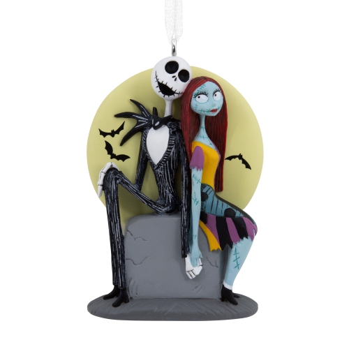 HALLMARK  Christmas Ornament (Disney Tim Burton's The Nightmare Before Christmas Jack And Sally On Tombstone)