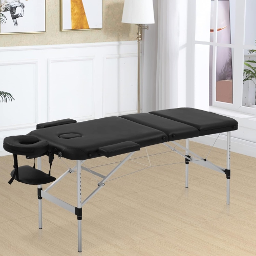 Massage Table Portable Massage Bed 3 Folding 73 Inch Height Adjustable Aluminium Salon Bed Carry Case Tattoo Table Facial Bed Hold Up to 450LBS