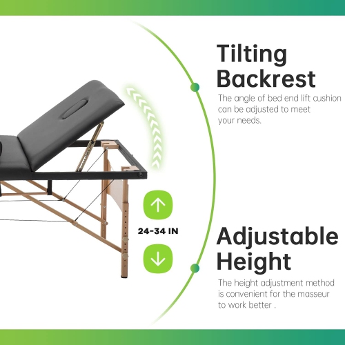 Massage Table Portable Massage Table Spa Bed 84 Inch 3 Fold Lash Bed Adjustable Height Salon Bed Portable Facial Table with Carrying Travel Case