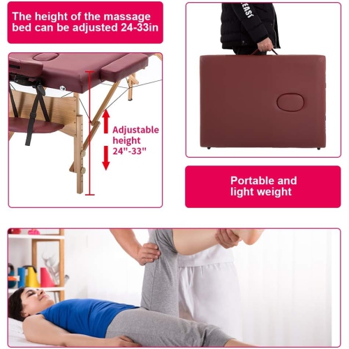 Massage Table Portable Massage Bed Spa Bed 84 Inches Long 28 Inchs Wide Hight Adjustable Massage Table 4 Folding Massage Bed Spa Bed Facial Cradle