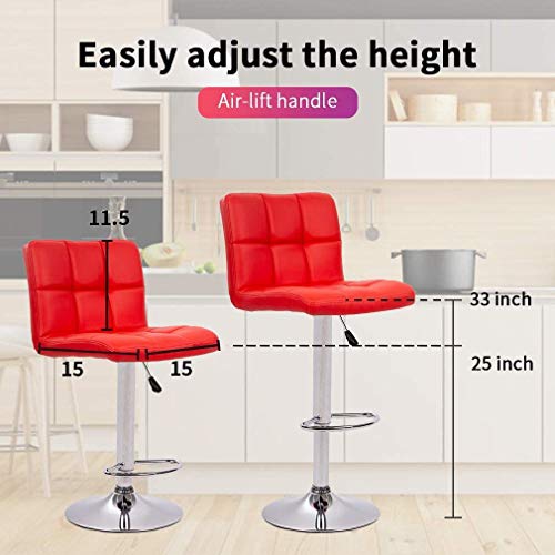 Counter Height Bar Stools Set of 2 PU Leather Swivel BarStools for Kitchen Stool Height Adjustable Counter Stool Barstools Dining Chair with Back