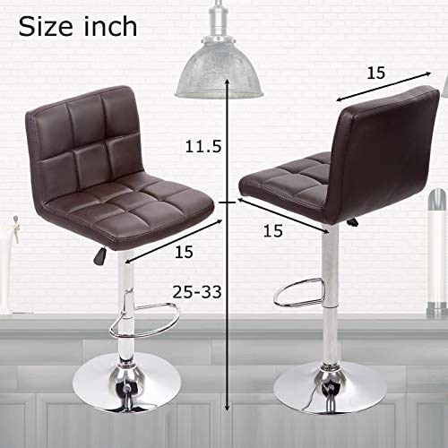 Counter Height Bar Stools Set of 2 PU Leather Swivel BarStools for Kitchen Stool Height Adjustable Counter Stool Barstools Dining Chair with Back