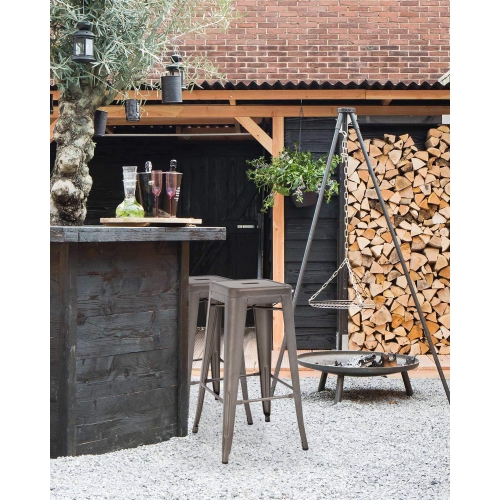 FDW Metal Bar Stools Set of 4 Counter Height Barstool Stackable Barstools 24 Inch 30 Inch Indoor Outdoor Patio Bar Stool Home Kitchen Dining Stool