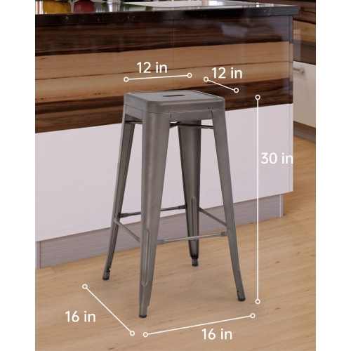 FDW Metal Bar Stools Set of 4 Counter Height Barstool Stackable Barstools 24 Inch 30 Inch Indoor Outdoor Patio Bar Stool Home Kitchen Dining Stool
