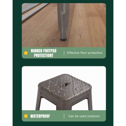 FDW Metal Bar Stools Set of 4 Counter Height Barstool Stackable Barstools 24 Inch 30 Inch Indoor Outdoor Patio Bar Stool Home Kitchen Dining Stool