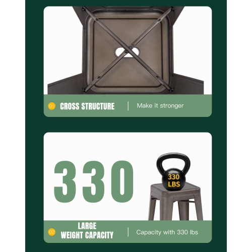 FDW Metal Bar Stools Set of 4 Counter Height Barstool Stackable Barstools 24 Inch 30 Inch Indoor Outdoor Patio Bar Stool Home Kitchen Dining Stool