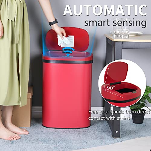 13 Gallon Sensor Garbage Can Kitchen with Lid, Stainless Steel 50L Automatic Trash Can for Kitchen Office Bedroom Indoor Trash Bin