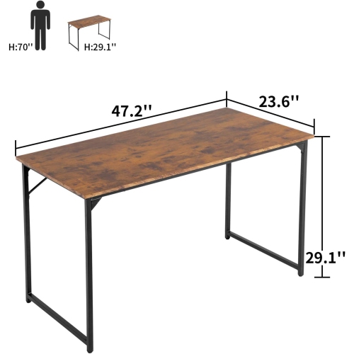 BestOffice Computer Desk 47 inches Home Office Desk Writing Study Table Modern Simple Style PC Desk with Metal Frame,Brown
