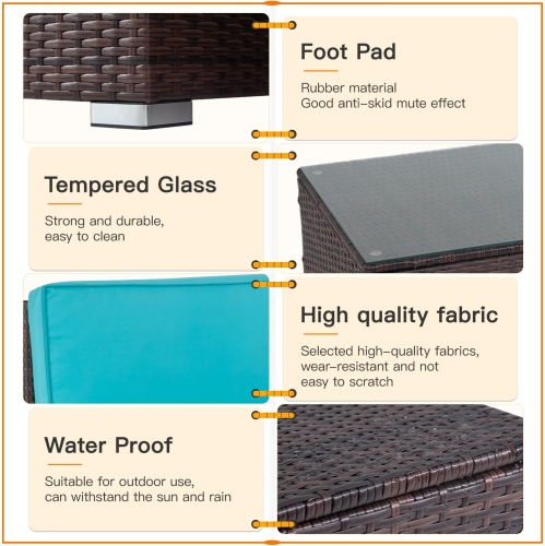 5 Pieces Outdoor Patio Furniture Sets Sectional Sofa Rattan Chair Wicker Conversation Set Outdoor Backyard Porch Poolside Balcony Garden Furniture