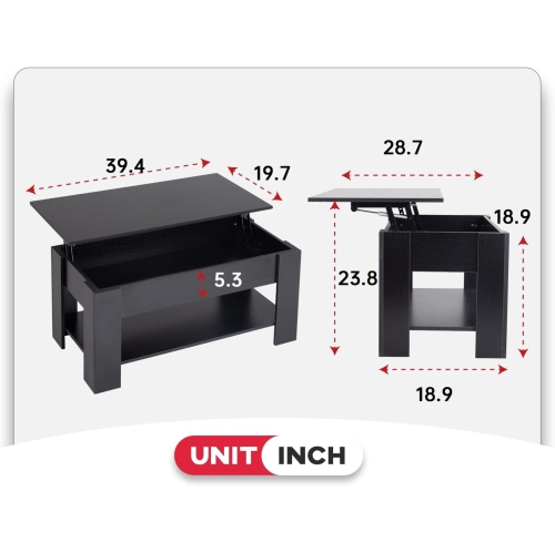 Lift Top Coffee Table with Hidden Compartment and Storage Shelf Wooden Lift Tabletop for Home Living Room Reception Room Office
