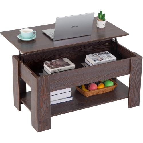 Lift Top Coffee Table with Hidden Compartment and Storage Shelf Wooden Lift Tabletop for Home Living Room Reception Room Office