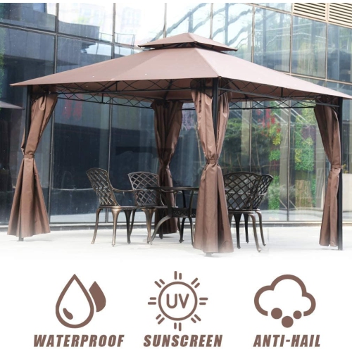 FDW Canopy Tent Gazebo 10' X 13' Grill Gazebo for Patios BBQ Outdoor Patio Large Garden Top Gazebo with Sidewall Party Tent