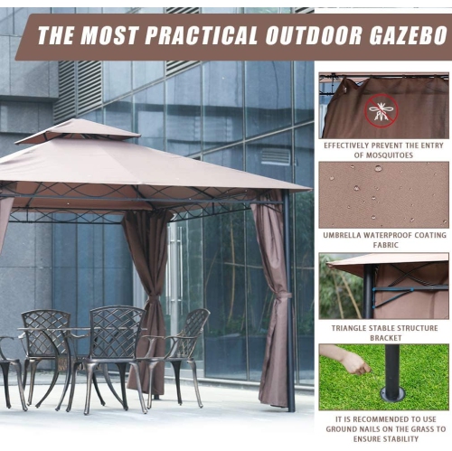 FDW Canopy Tent Gazebo 10' X 13' Grill Gazebo for Patios BBQ Outdoor Patio Large Garden Top Gazebo with Sidewall Party Tent