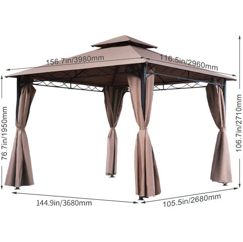 FDW Canopy Tent Gazebo 10' X 13' Grill Gazebo for Patios BBQ Outdoor Patio Large Garden Top Gazebo with Sidewall Party Tent
