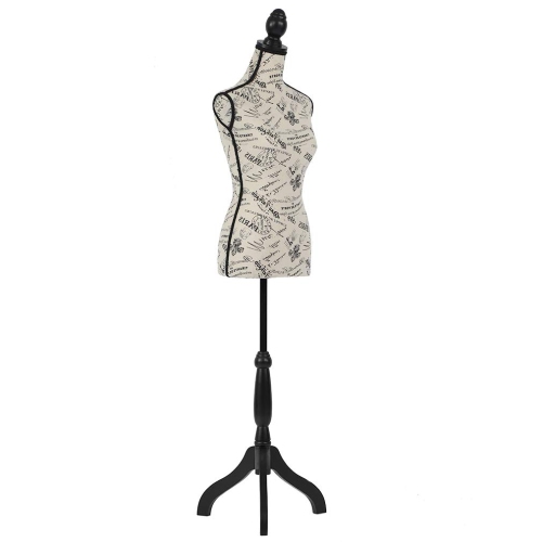 Manikin 60”-67”Height Adjustable Female Dress Model Display Torso Body Tripod Stand Clothing Forms, Black