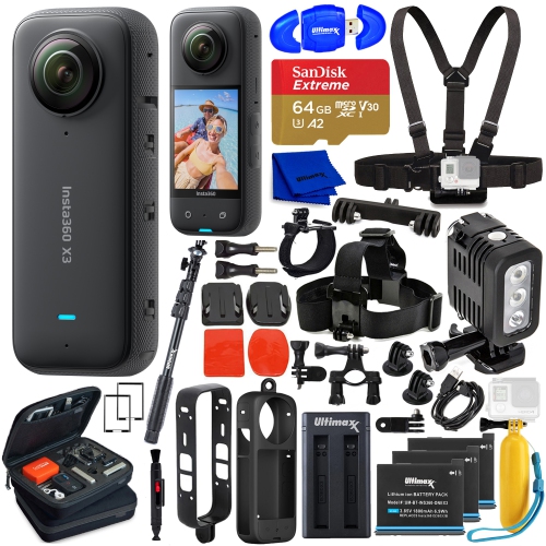 Insta360 X3 - Waterproof 360 Camera + 50-in-1 Accessory Kit + 64GB Card +  More 