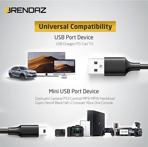 - Mini USB to Mini B Data Cable – Mini B Cable with Ultimate Data Sync & Charging Quality Compatible with PS3,