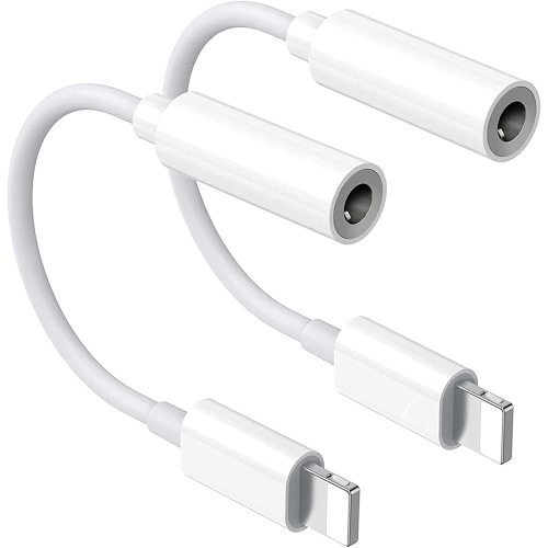 2 Pack Apple MFi Certified Lightning to 3.5mm Headphone Jack Adapter, iPhone to 3.5mm Aux Jack Dongle Audio Cable