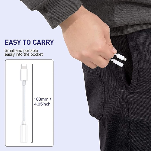 2 Pack Apple MFi Certified Lightning to 3.5mm Headphone Jack Adapter, iPhone to 3.5mm Aux Jack Dongle Audio Cable